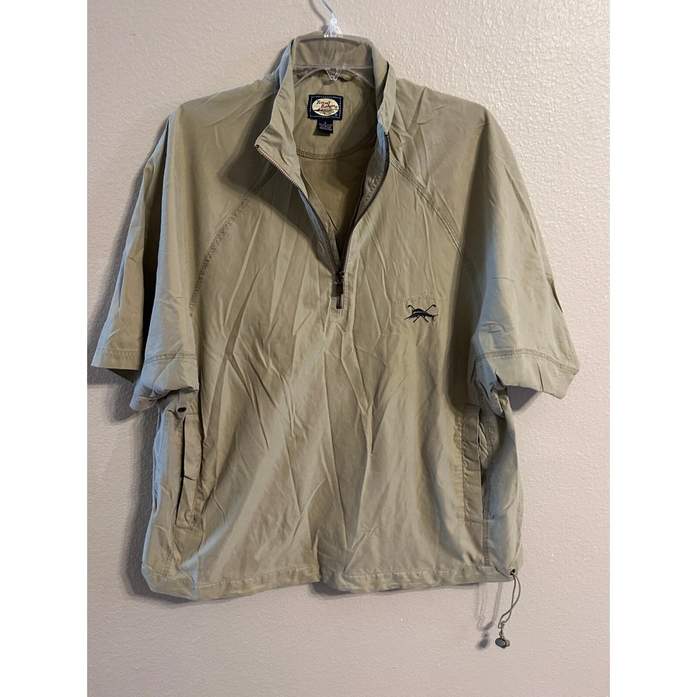 Tommy Bahama Golf Pullover Windbreaker Half Zip Short Sleeve Beige M